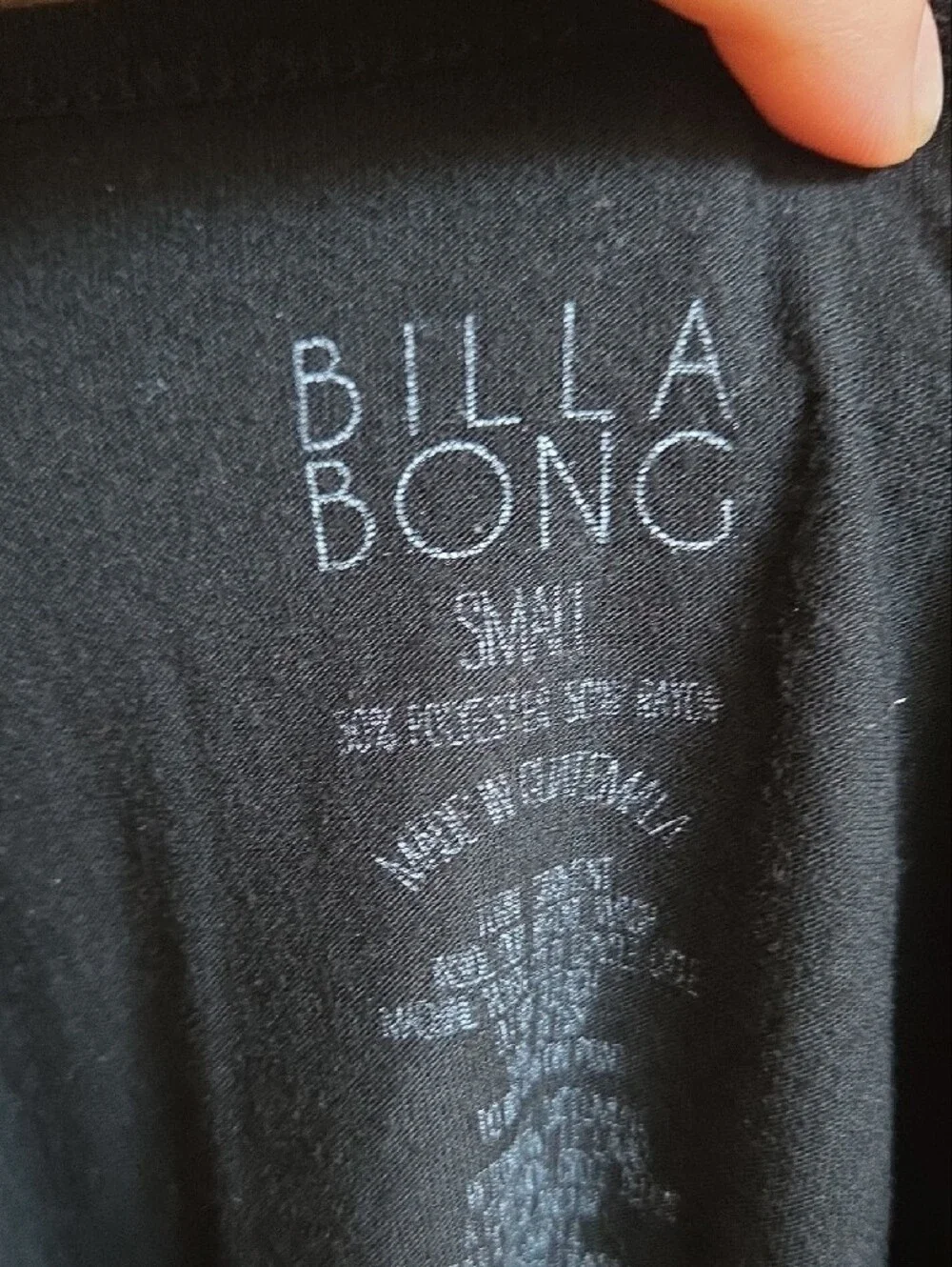 Billabong Black and Gray Graphic Tank Tops with Red Rose Accent
